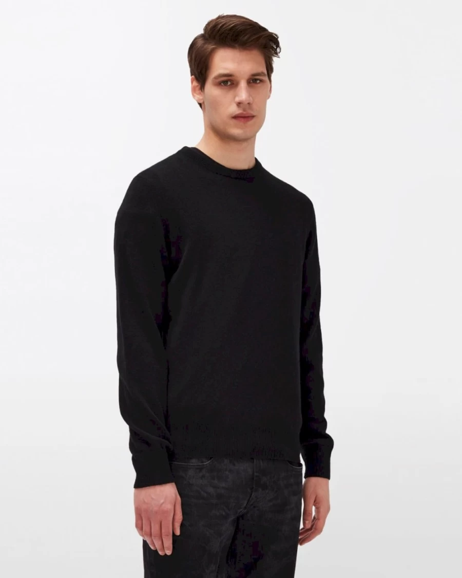 7 For All Mankind Men's Black Cashmere Crewneck Sweater