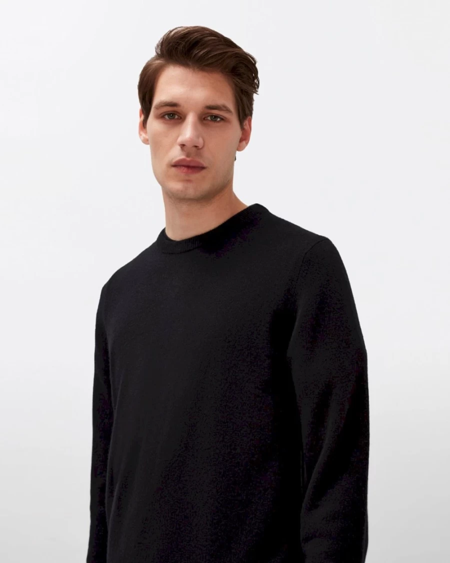 7 For All Mankind Men's Black Cashmere Crewneck Sweater