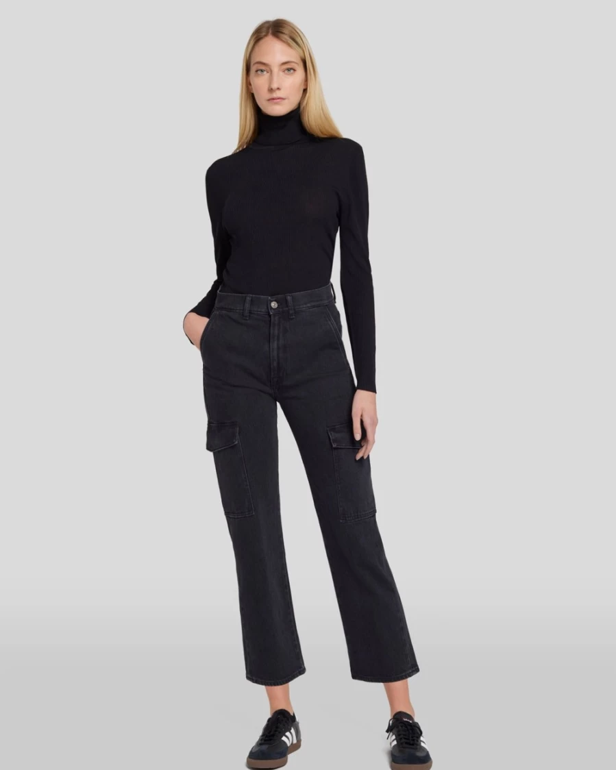 7 For All Mankind Women's Logan Cropped Cargo Jeans in Collide Wash