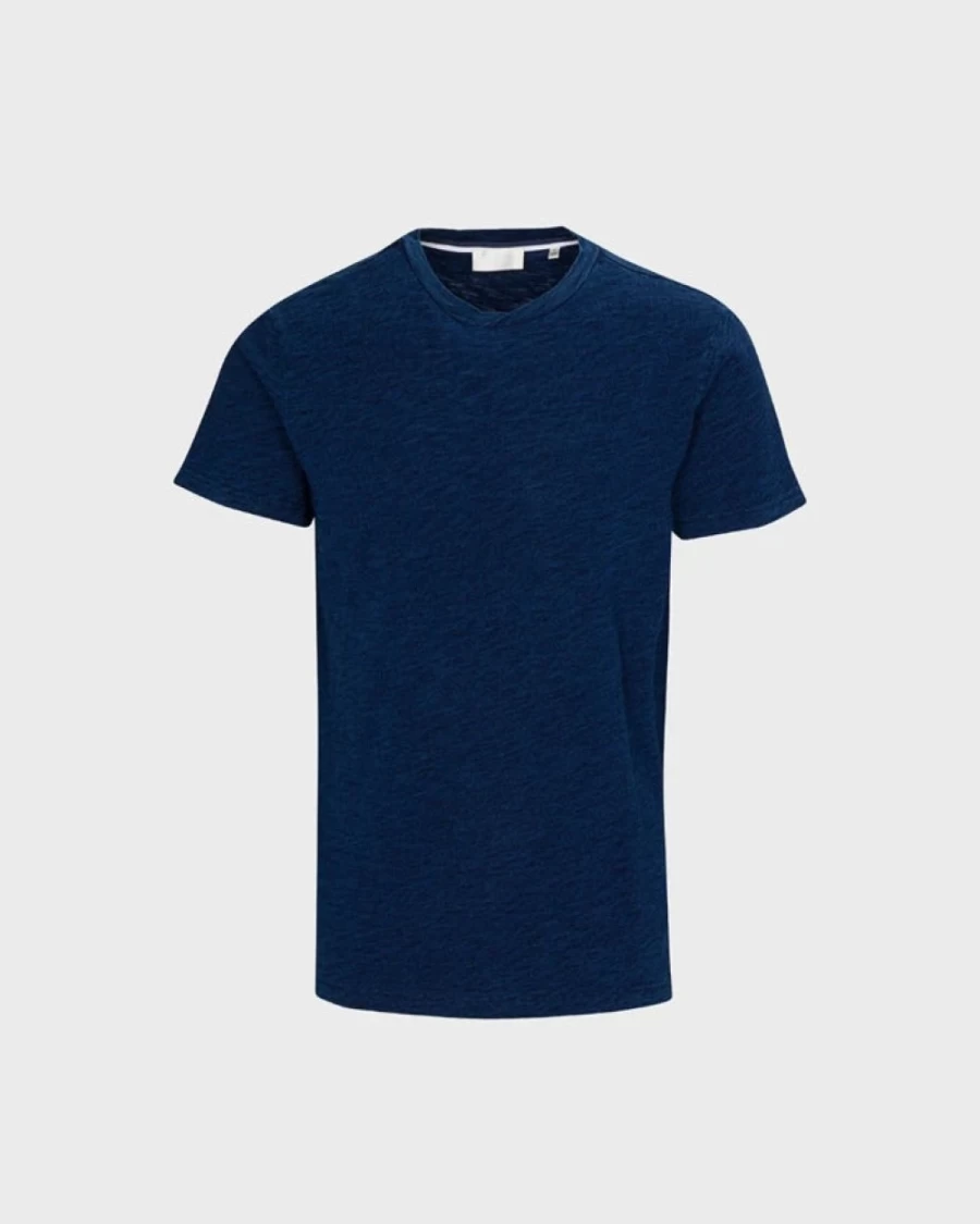 7 For All Mankind Men's Indigo Dyed Cotton T-Shirt - Soft Vintage Wash Crewneck Tee