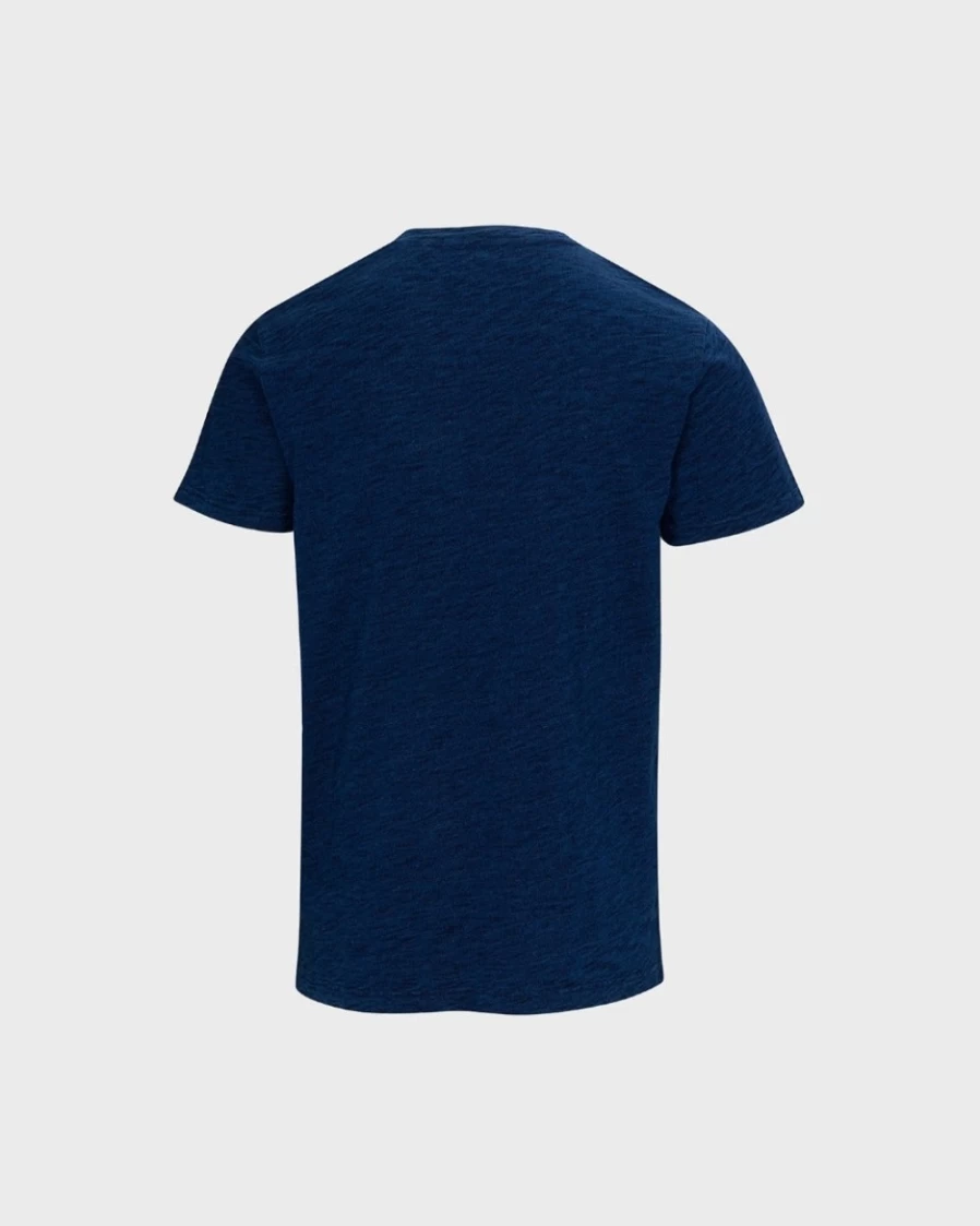 7 For All Mankind Men's Indigo Dyed Cotton T-Shirt - Soft Vintage Wash Crewneck Tee