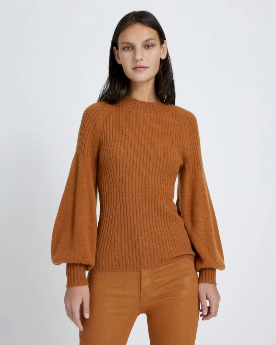 7 For All Mankind Women's Glazed Ginger Lantern Sleeve Knit Sweater