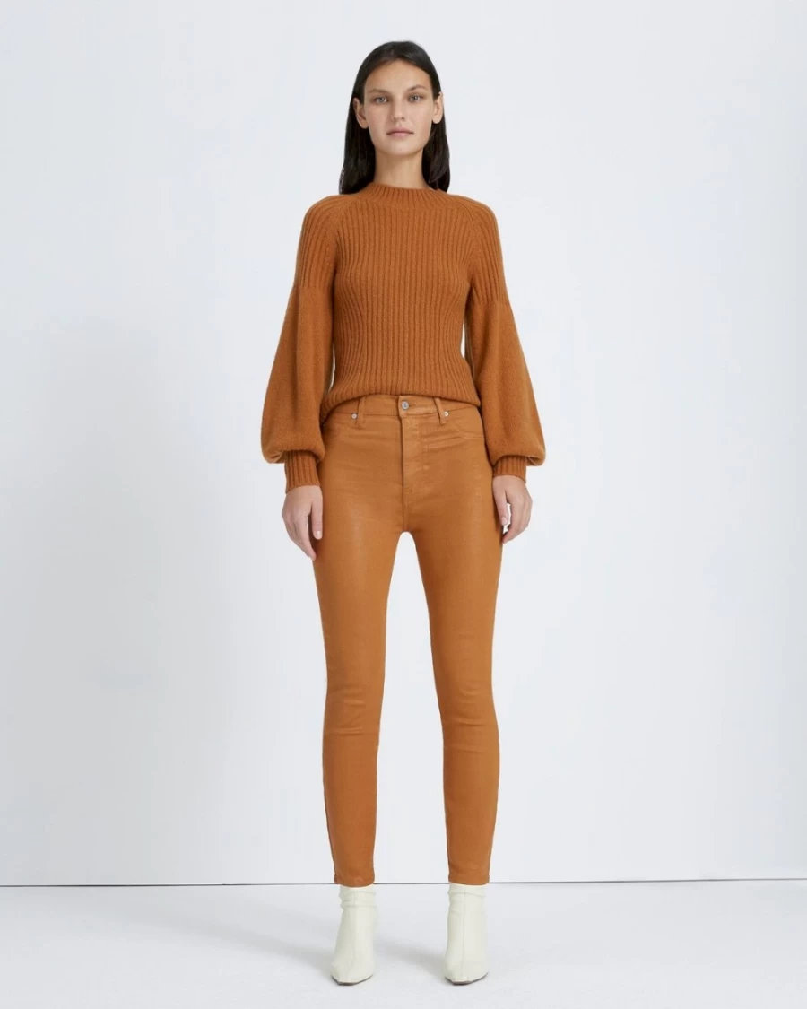 7 For All Mankind Women's Glazed Ginger Lantern Sleeve Knit Sweater
