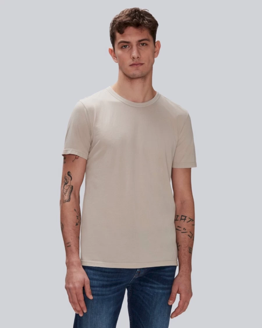 7 For All Mankind Men's Featherweight Cotton T-Shirt in Sesame