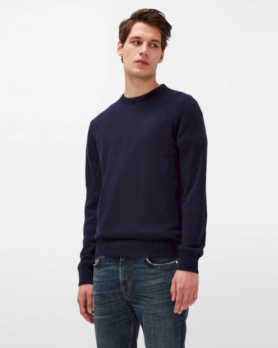 7 For All Mankind Men's Navy Cashmere Crewneck Sweater