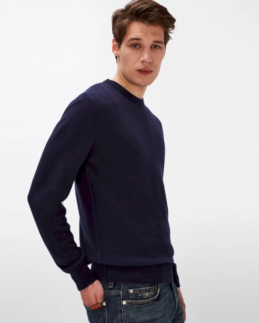 7 For All Mankind Men's Navy Cashmere Crewneck Sweater