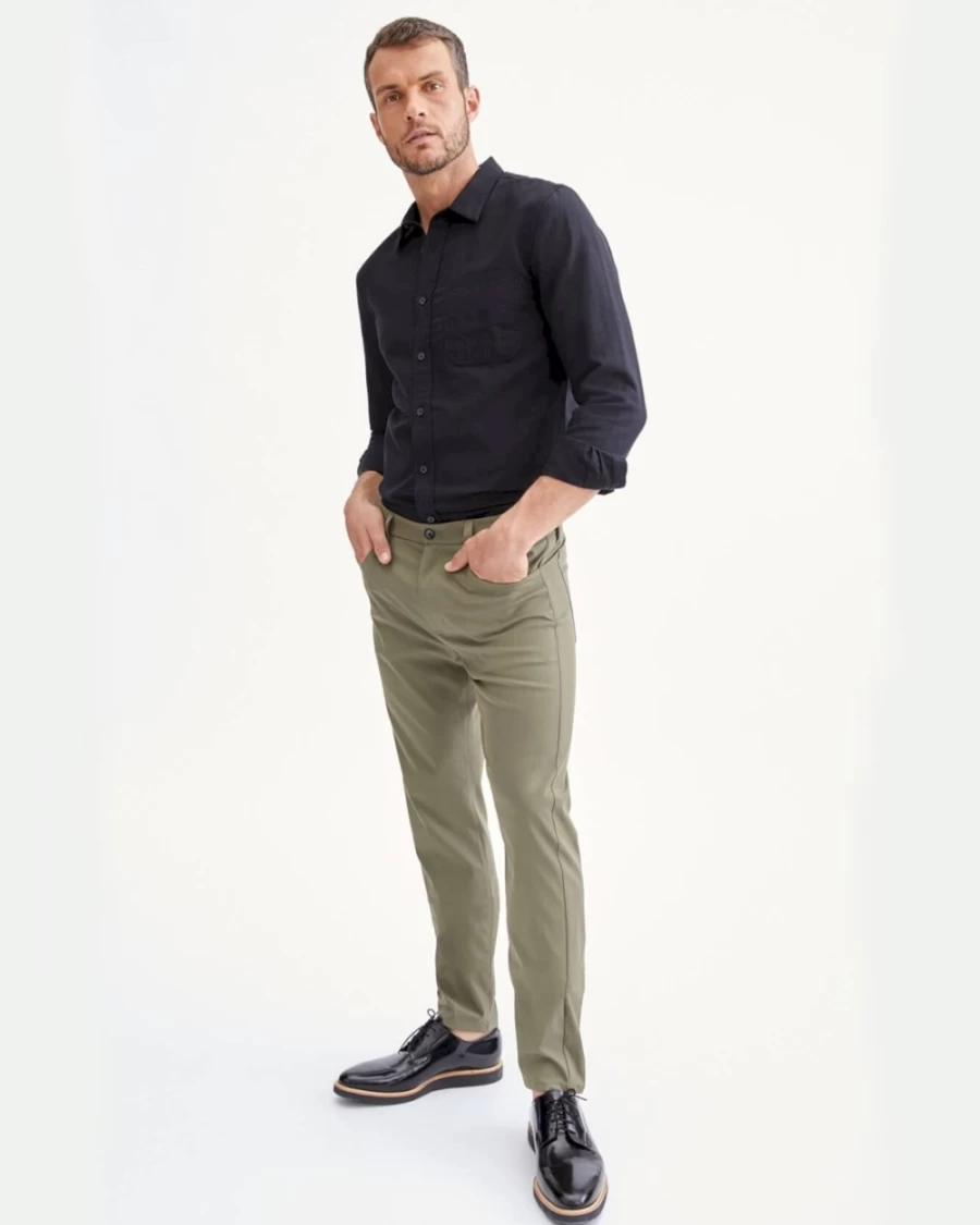7 For All Mankind Men's Tech Series Adrien 5-Pocket Military Green Jeans