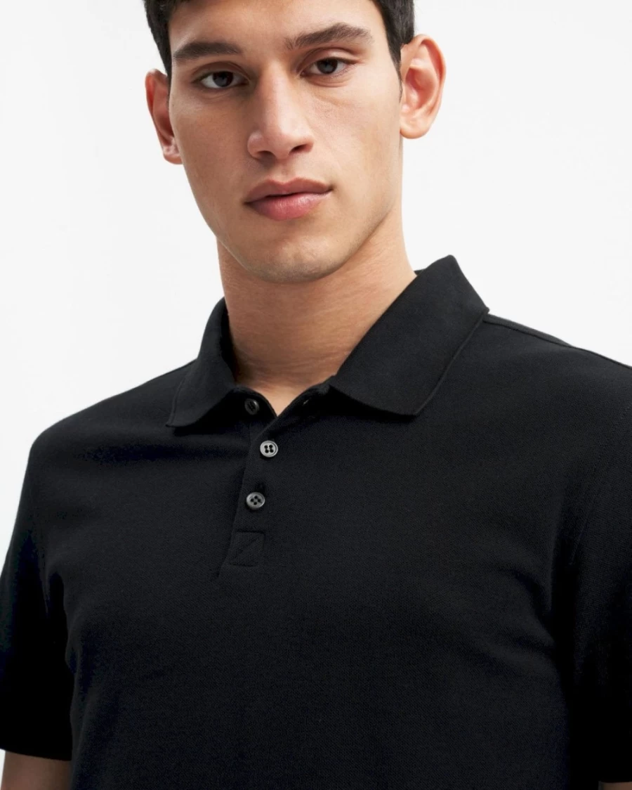 7 For All Mankind Men's Black 3-Button Polo Shirt