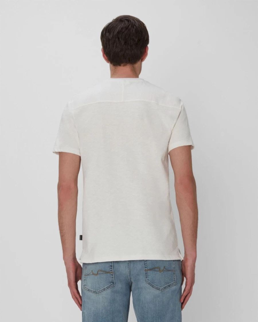7 For All Mankind Men's White Texture Mix Henley Shirt