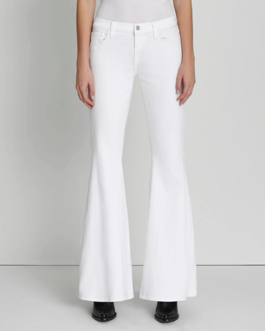 7 For All Mankind Women's Low Rise Flare Jeans in Brilliant White