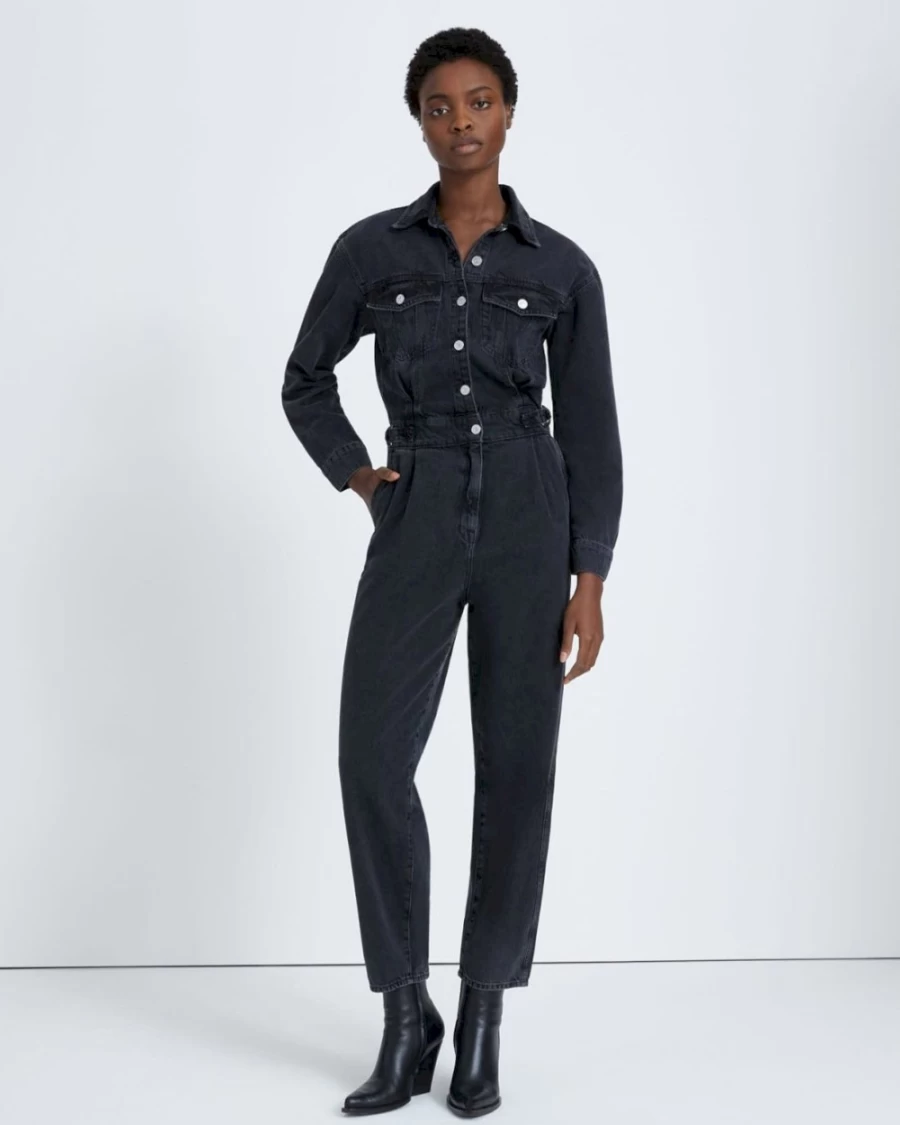 7 For All Mankind Women's Night Iris Balloon Sleeve Jumpsuit - Elegant One-Piece Romper