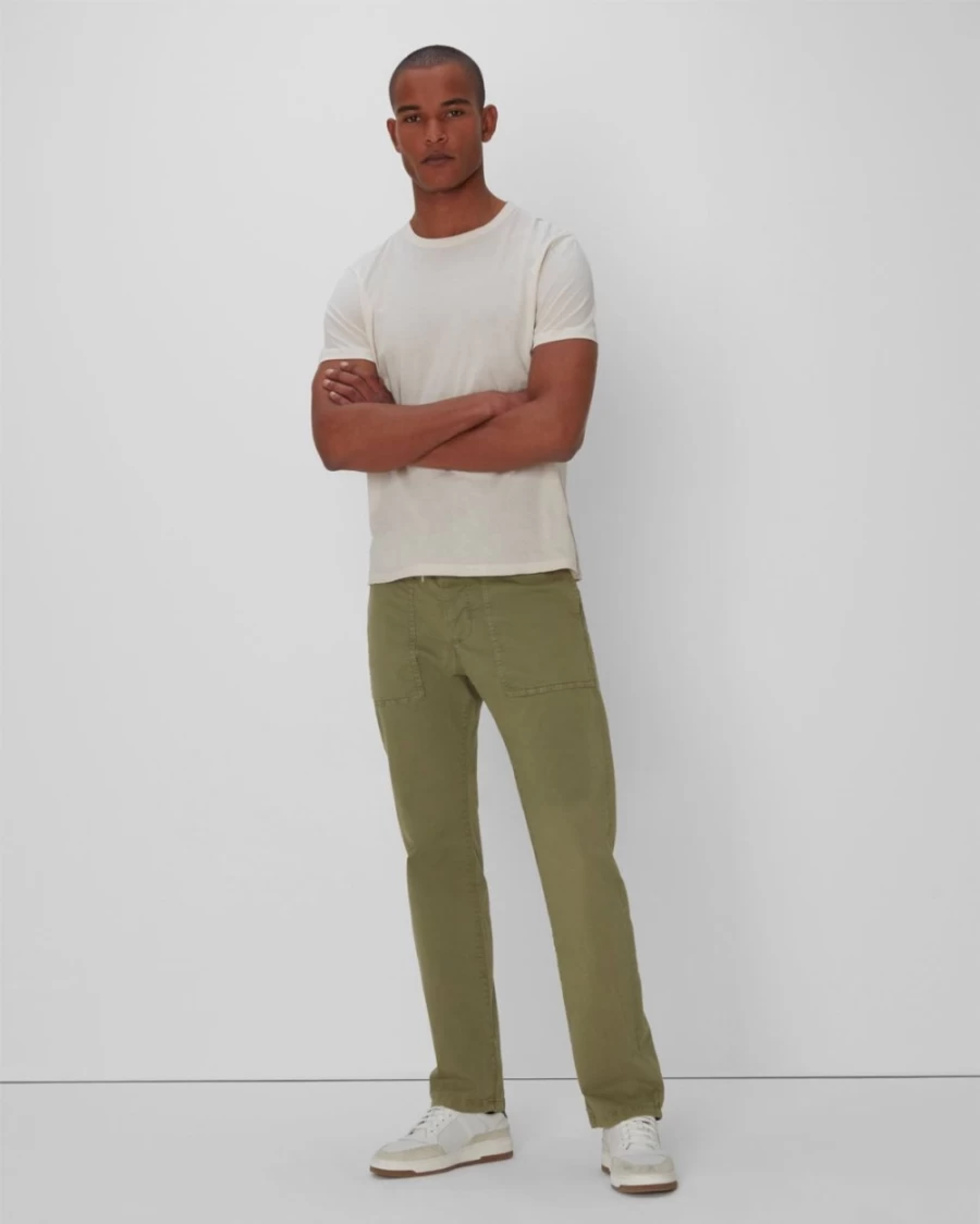 7 For All Mankind Men's Light Army Twill Pants - Slim Fit Casual Chinos