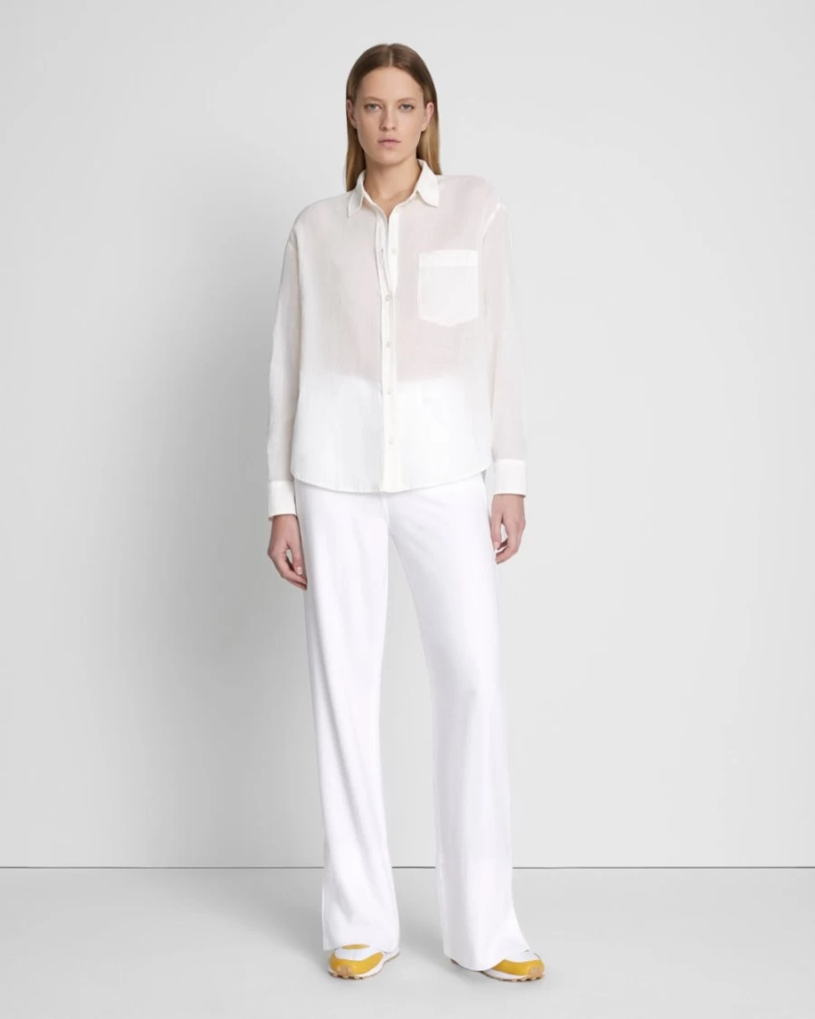 7 For All Mankind Women's Classic Optic White Button-Up Shirt