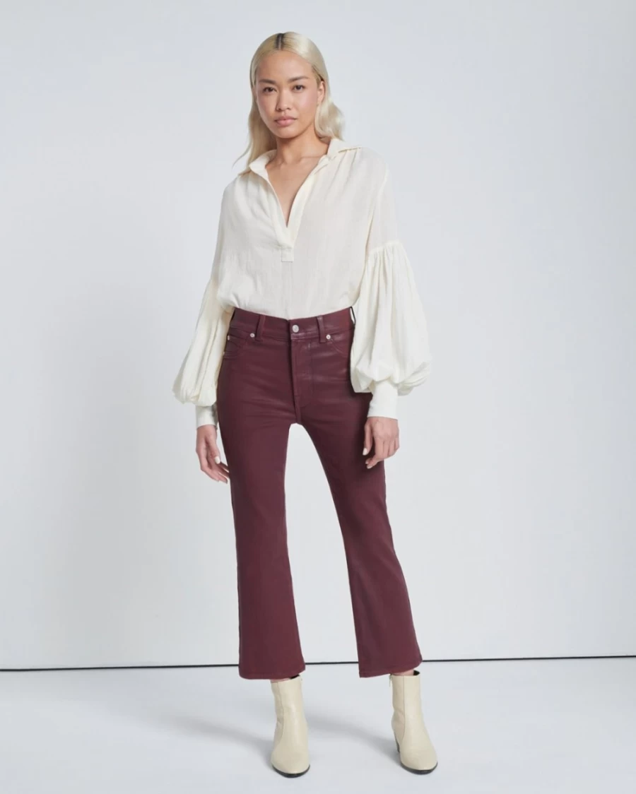 7 For All Mankind Women's High Waist Coated Ruby Rust Slim Fit Bootcut Jeans
