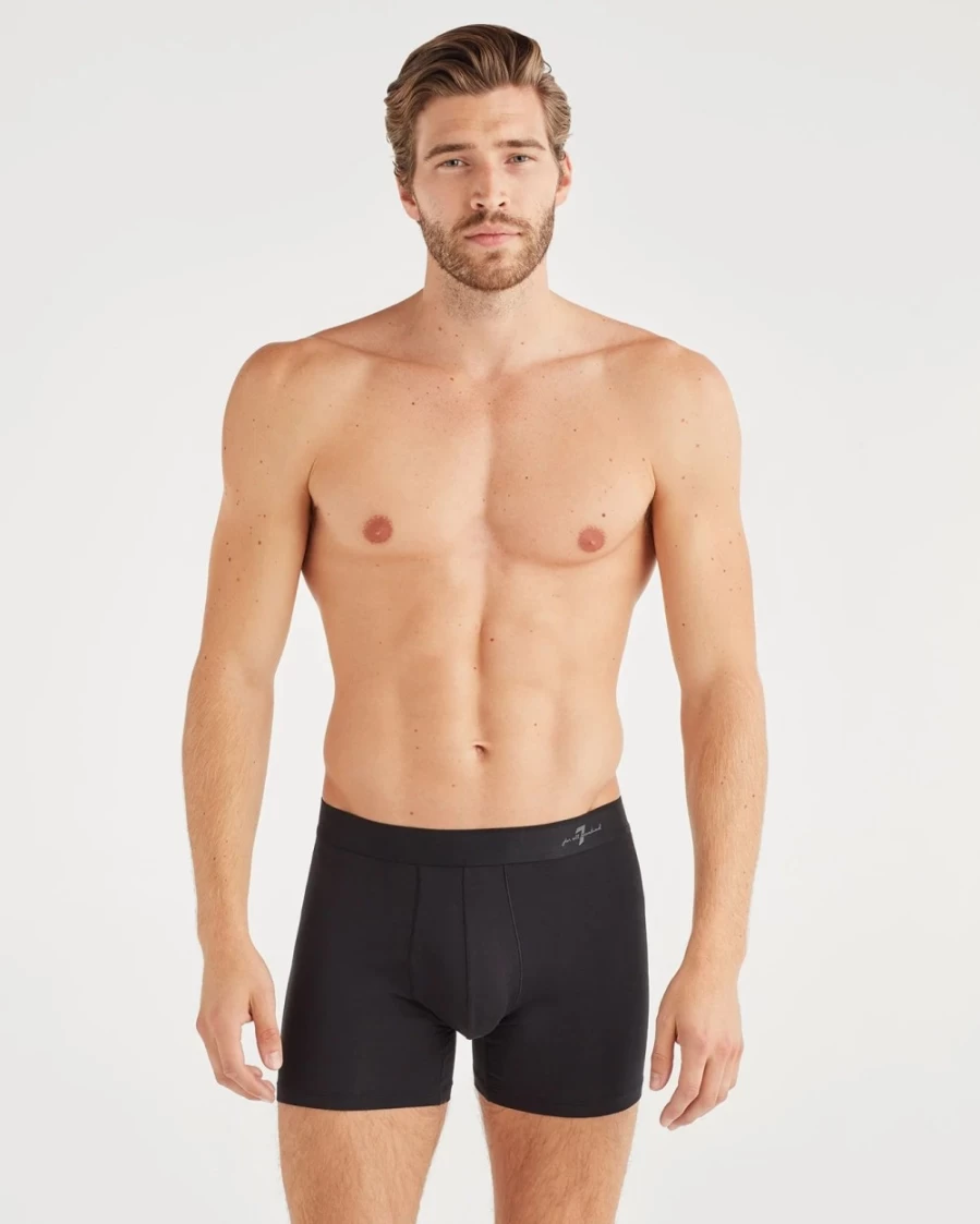 7 For All Mankind Men's Black Boxer Briefs 2-Pack - Soft Cotton Underwear