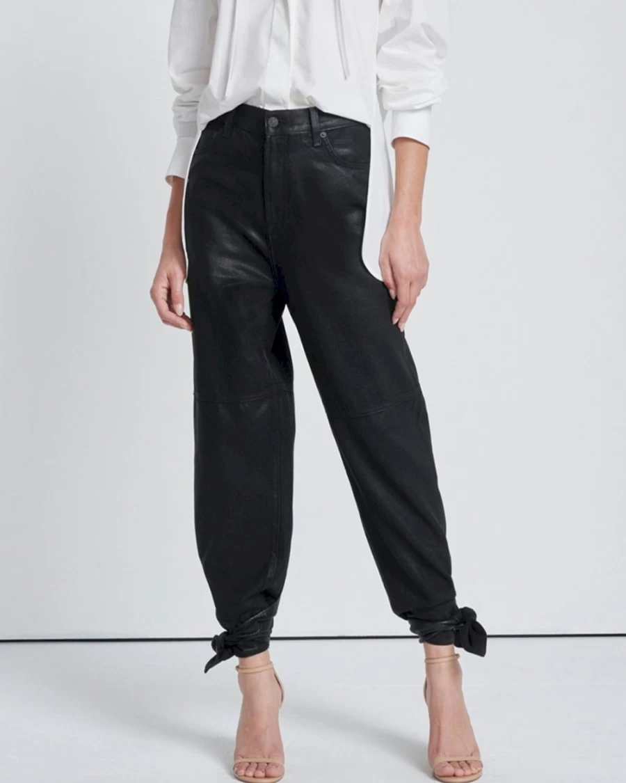 7 For All Mankind Women's Coated Bow Tie Pant In Rabbit Hole - Stylish High-Waisted Trousers