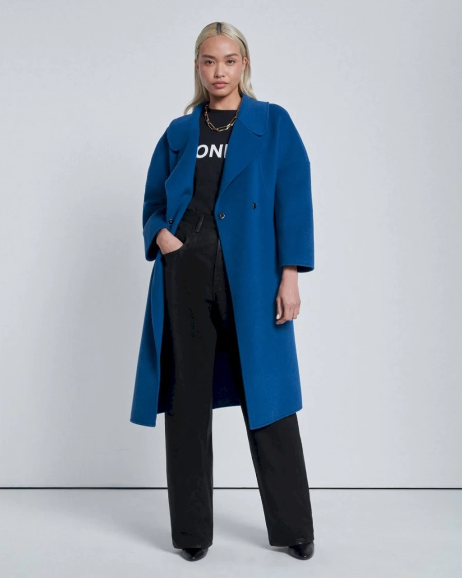 7 For All Mankind Women's Cocoon Swing Coat In Ink - Stylish Trench Coat for Women