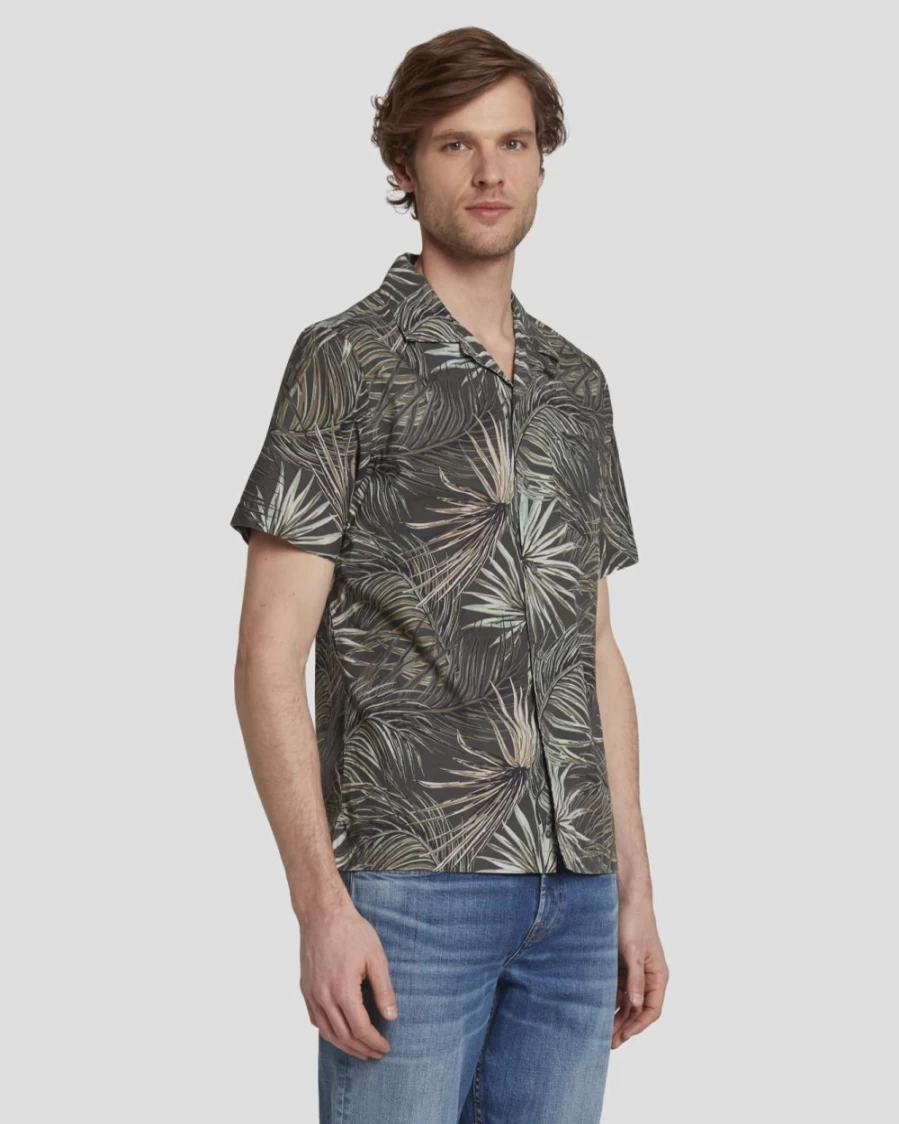 7 For All Mankind Men's Thyme Tropical Print Camp Shirt
