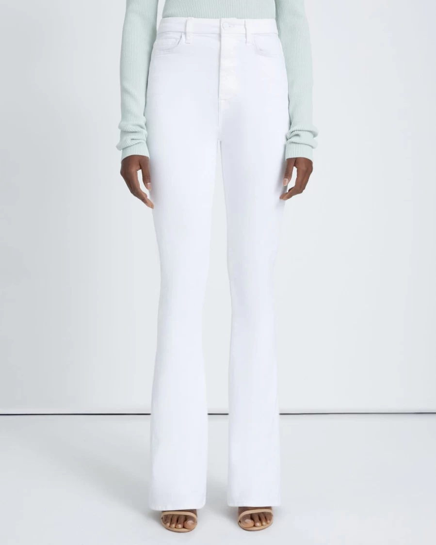 7 For All Mankind Women's No Filter Ultra High Rise Skinny Boot Jeans in Clean White
