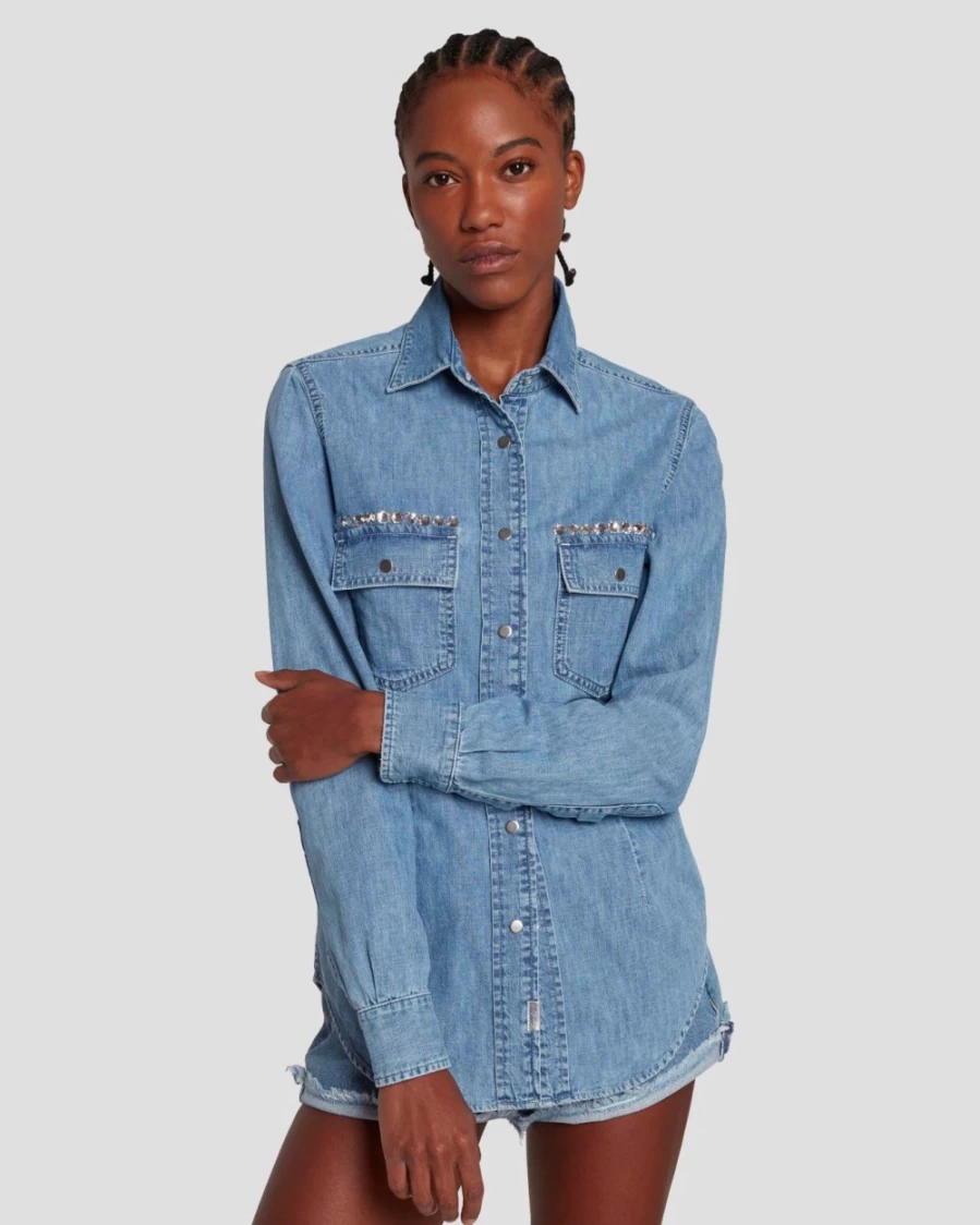 7 For All Mankind Women's Denim Shirt – Vibe Collection by Adriano Goldschmied