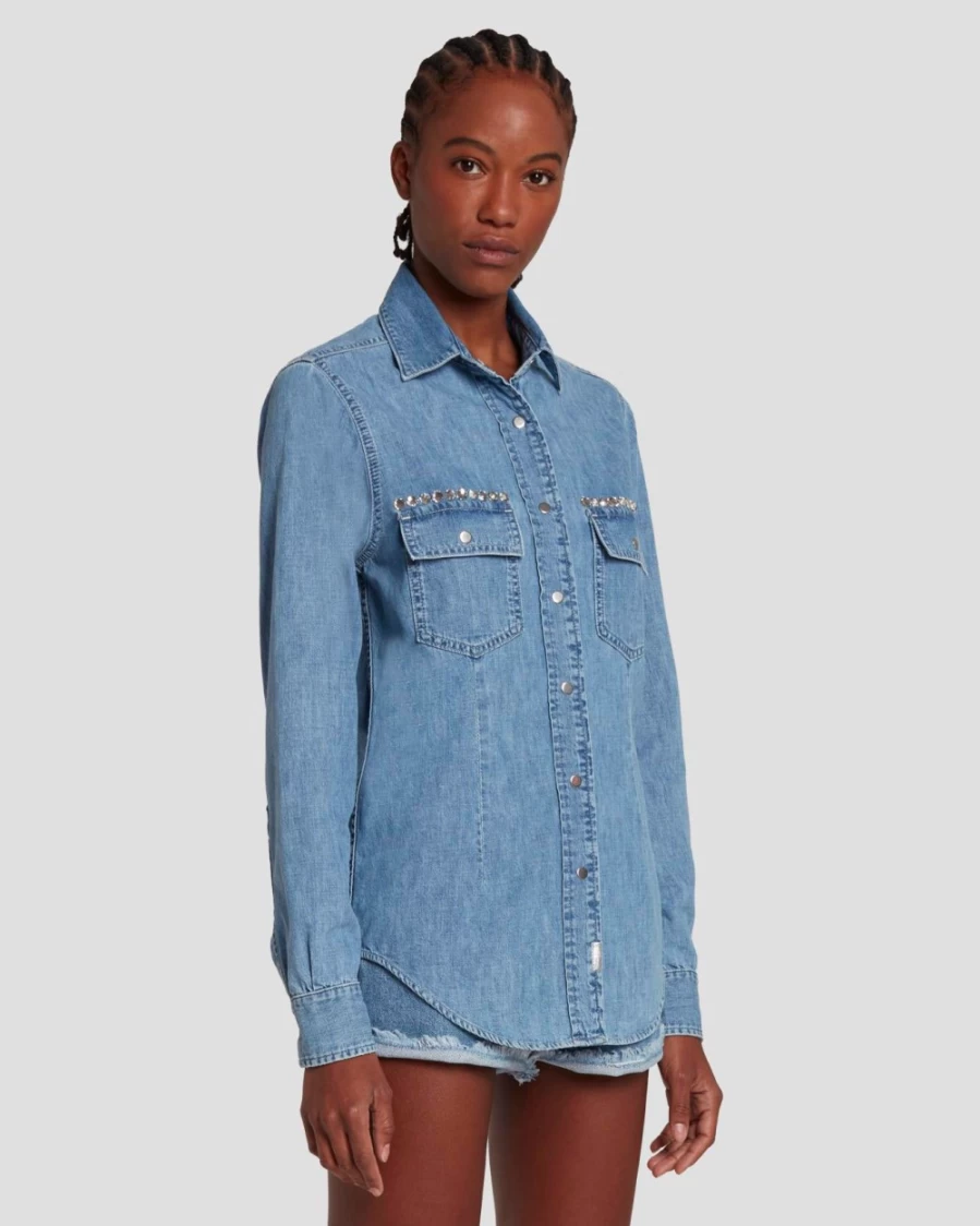 7 For All Mankind Women's Denim Shirt – Vibe Collection by Adriano Goldschmied