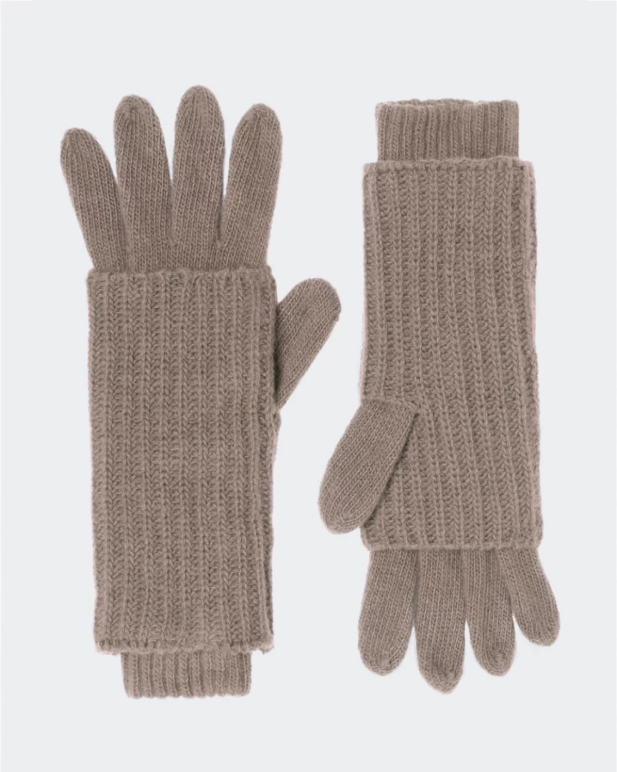 7 For All Mankind Women's Beige Double Layer Wool Gloves for Warmth & Style