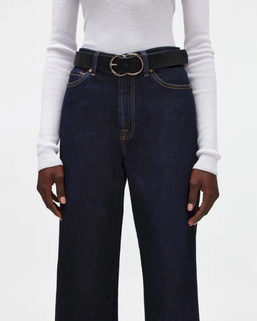 7 For All Mankind Women's Infinity Suede Belt - Black Stylish Elastic Waistband
