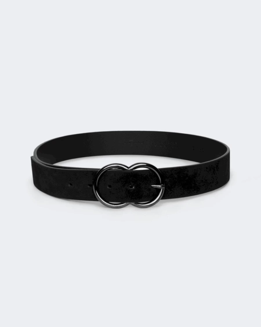 7 For All Mankind Women's Infinity Suede Belt - Black Stylish Elastic Waistband