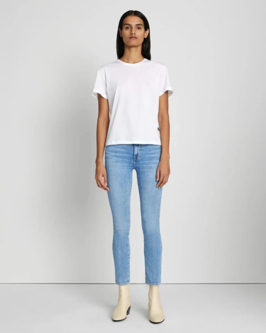 7 For All Mankind Women's White Scoop Neck T-Shirt