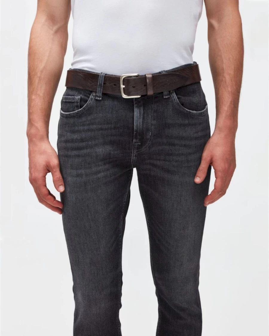 7 For All Mankind Men's Timeless Brown Leather Belt - Classic Casual & Dress Accessory