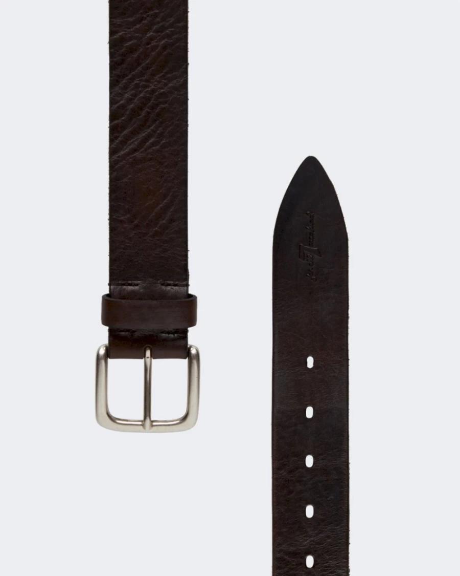 7 For All Mankind Men's Timeless Brown Leather Belt - Classic Casual & Dress Accessory
