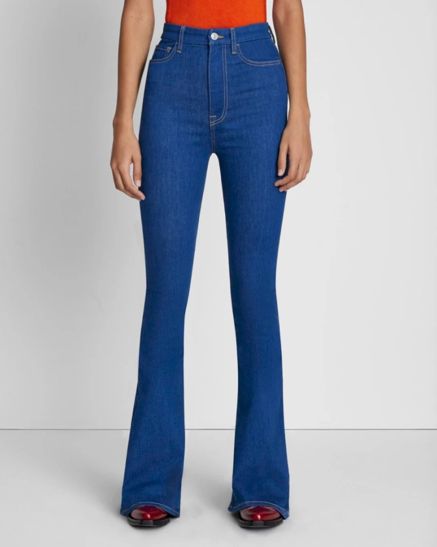 7 For All Mankind Women's Aquamarine Skinny Bootcut Tailorless No Filter Uhr Jeans