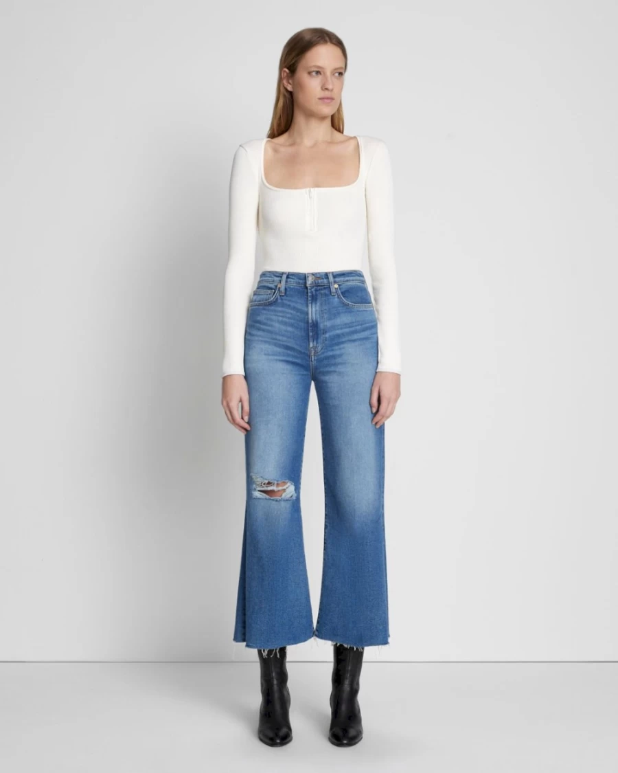 7 For All Mankind Women's Luxe Vintage High Rise Cropped Jeans in Lyme Wash