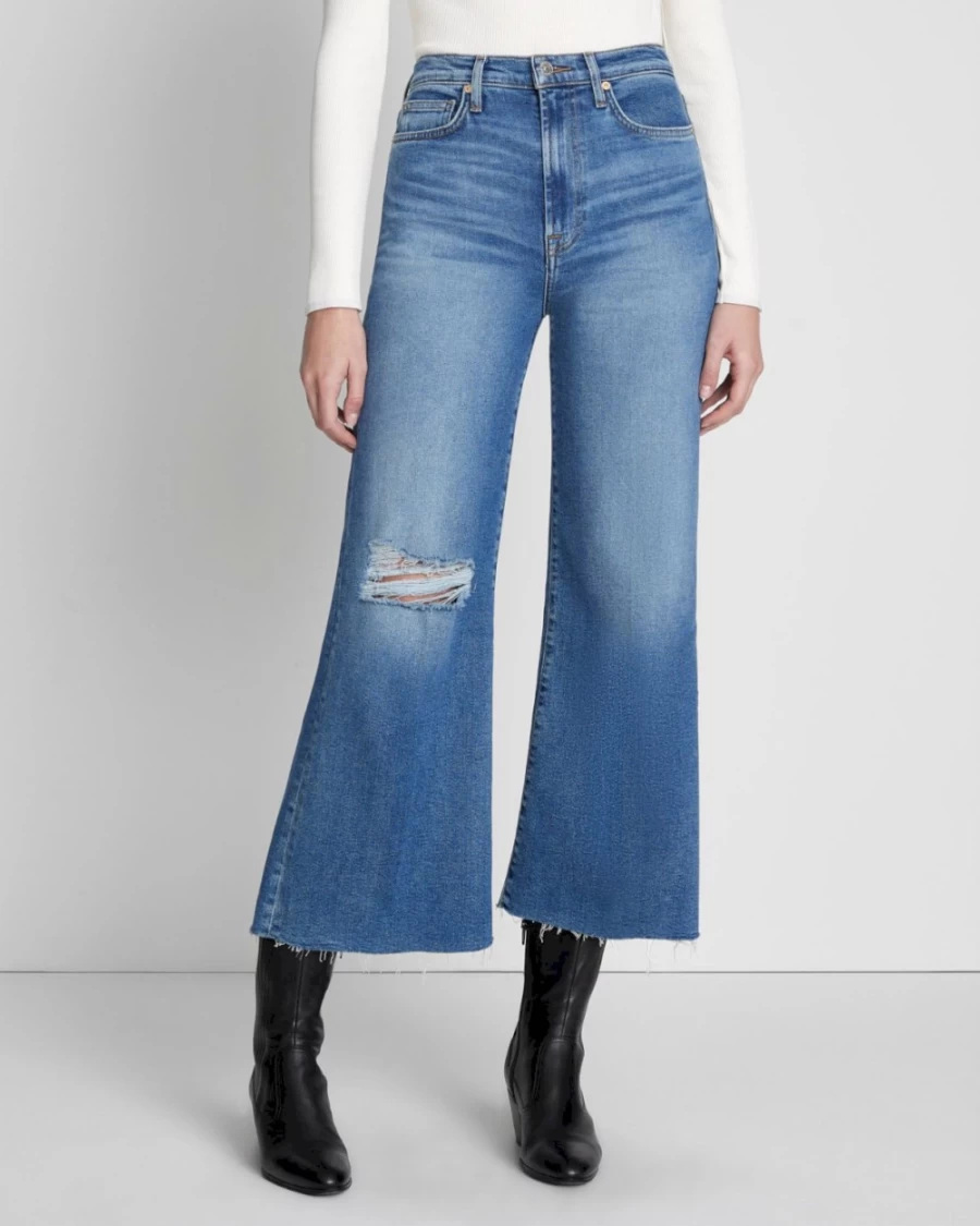 7 For All Mankind Women's Luxe Vintage High Rise Cropped Jeans in Lyme Wash
