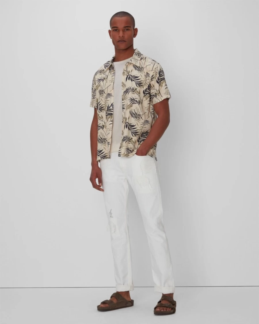 7 For All Mankind Men's Straight In Tropea White Jeans
