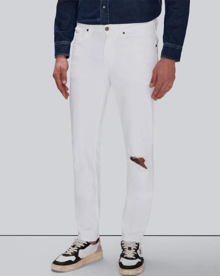 7 For All Mankind Men's Stretchtek Slim Fit Tapered White Jeans