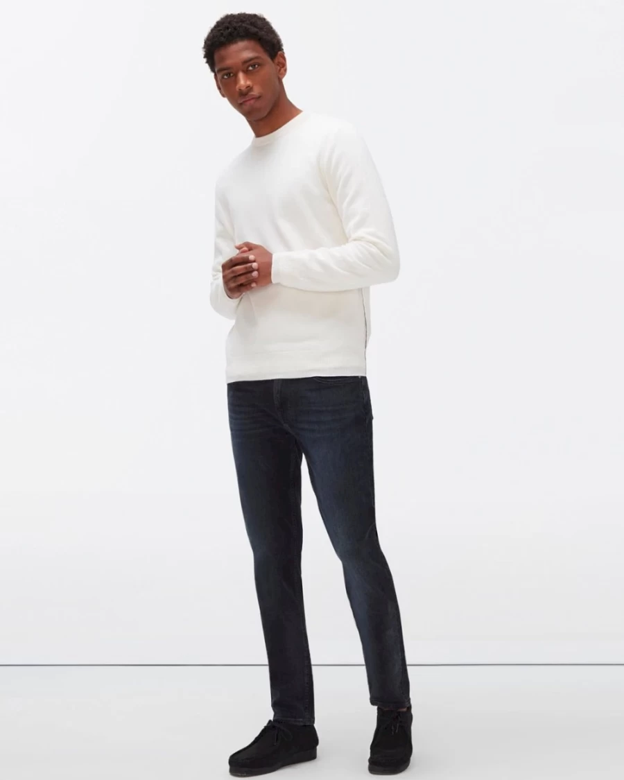 7 For All Mankind Men's Off White Cashmere Crewneck Sweater
