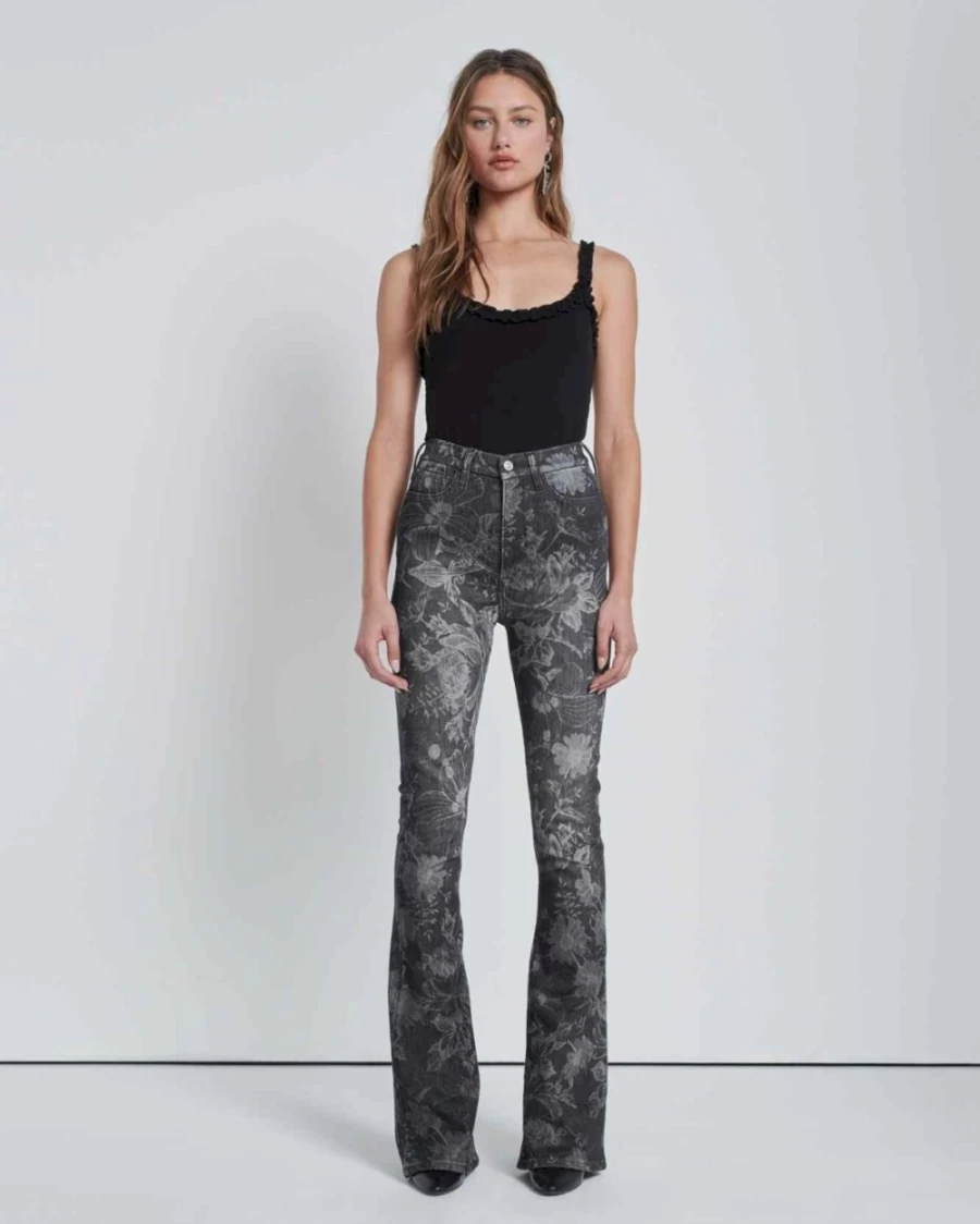 7 For All Mankind Women's Ultra High Rise Skinny Bootcut Jeans in Fairytale Floral Black