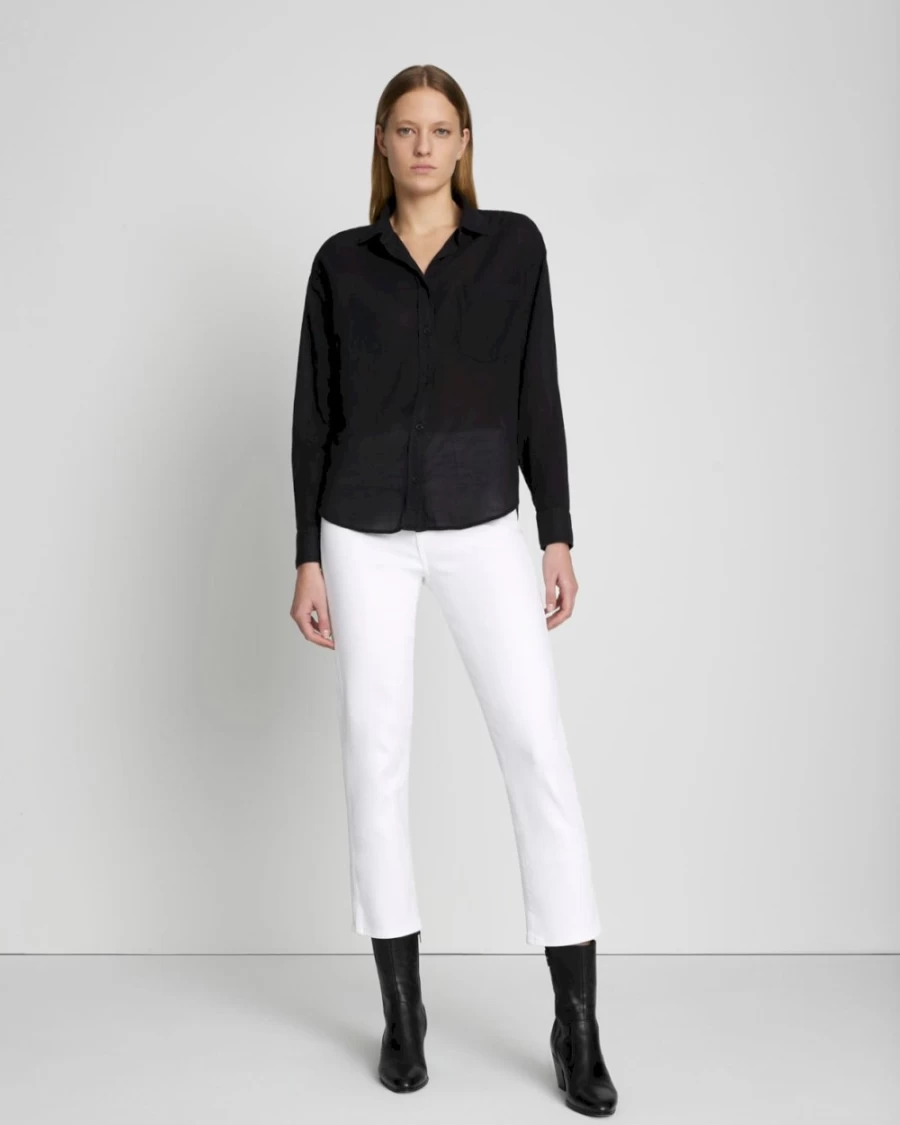 7 For All Mankind Women's Classic Black Button-Up Shirt