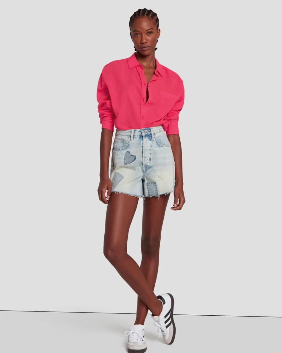7 For All Mankind Women's Classic Geranium Button-Up Shirt