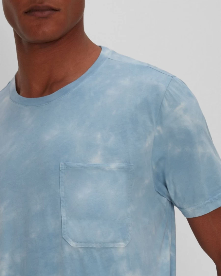 7 For All Mankind Men's Sky Blue Cloud Dye Pocket T-Shirt