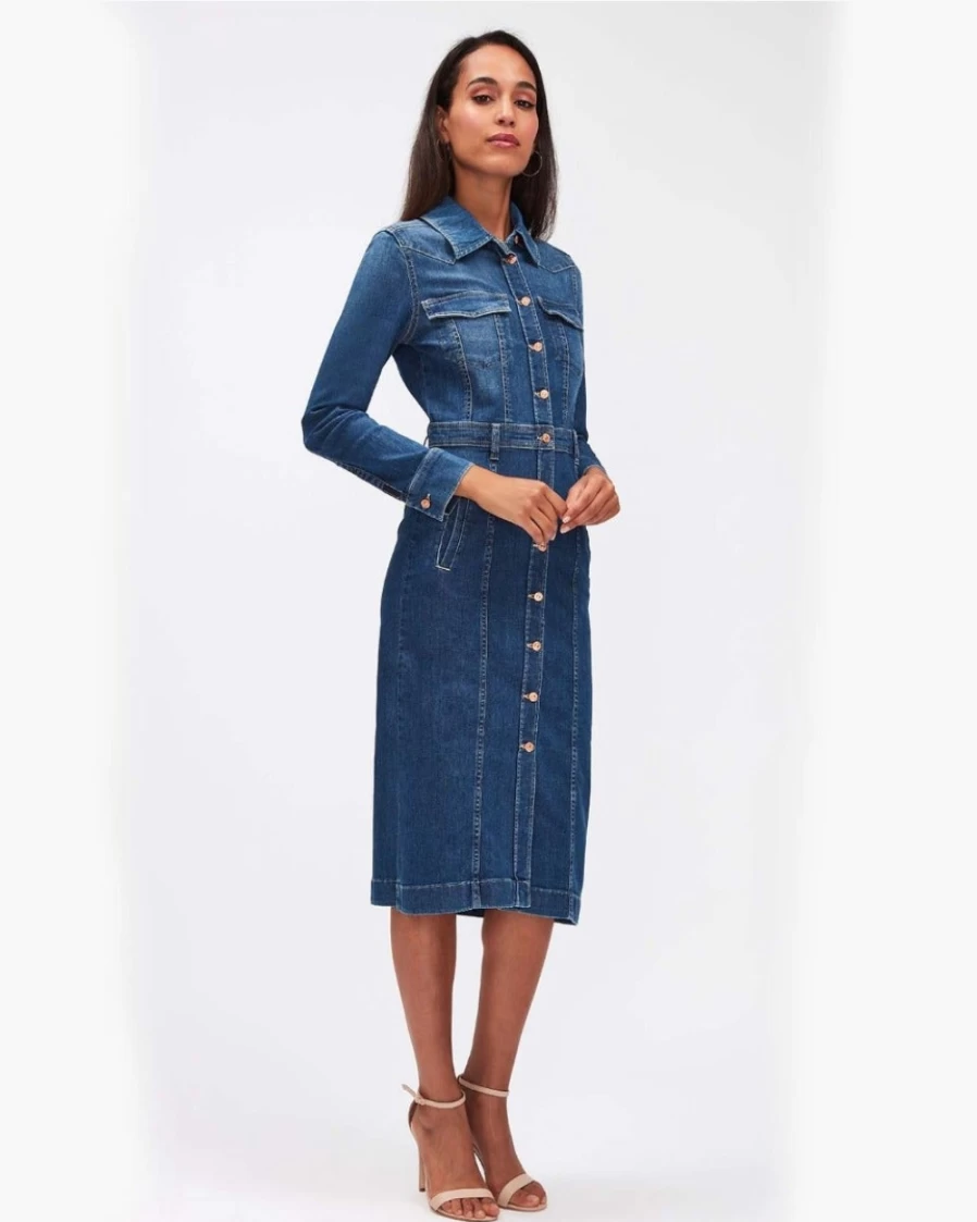 7 For All Mankind Women's Luxe Dress - Elegant Western Style Dress for Women