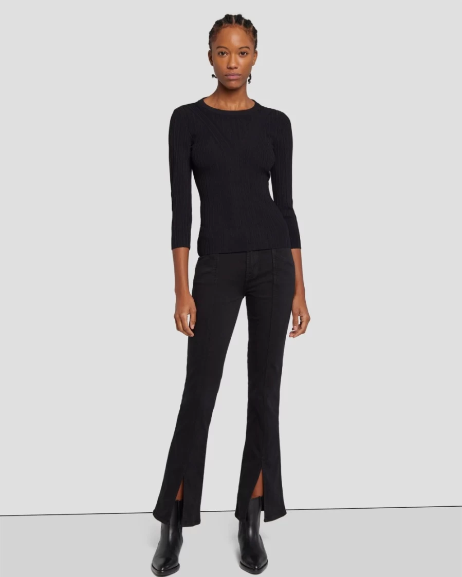 7 For All Mankind Women's Slim Illusion Kimmie Straight Leg Black Jeans
