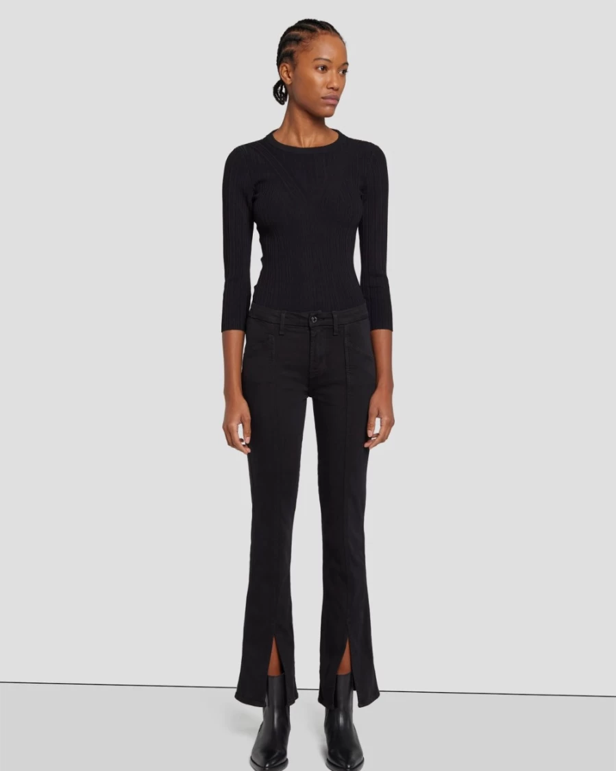 7 For All Mankind Women's Slim Illusion Kimmie Straight Leg Black Jeans