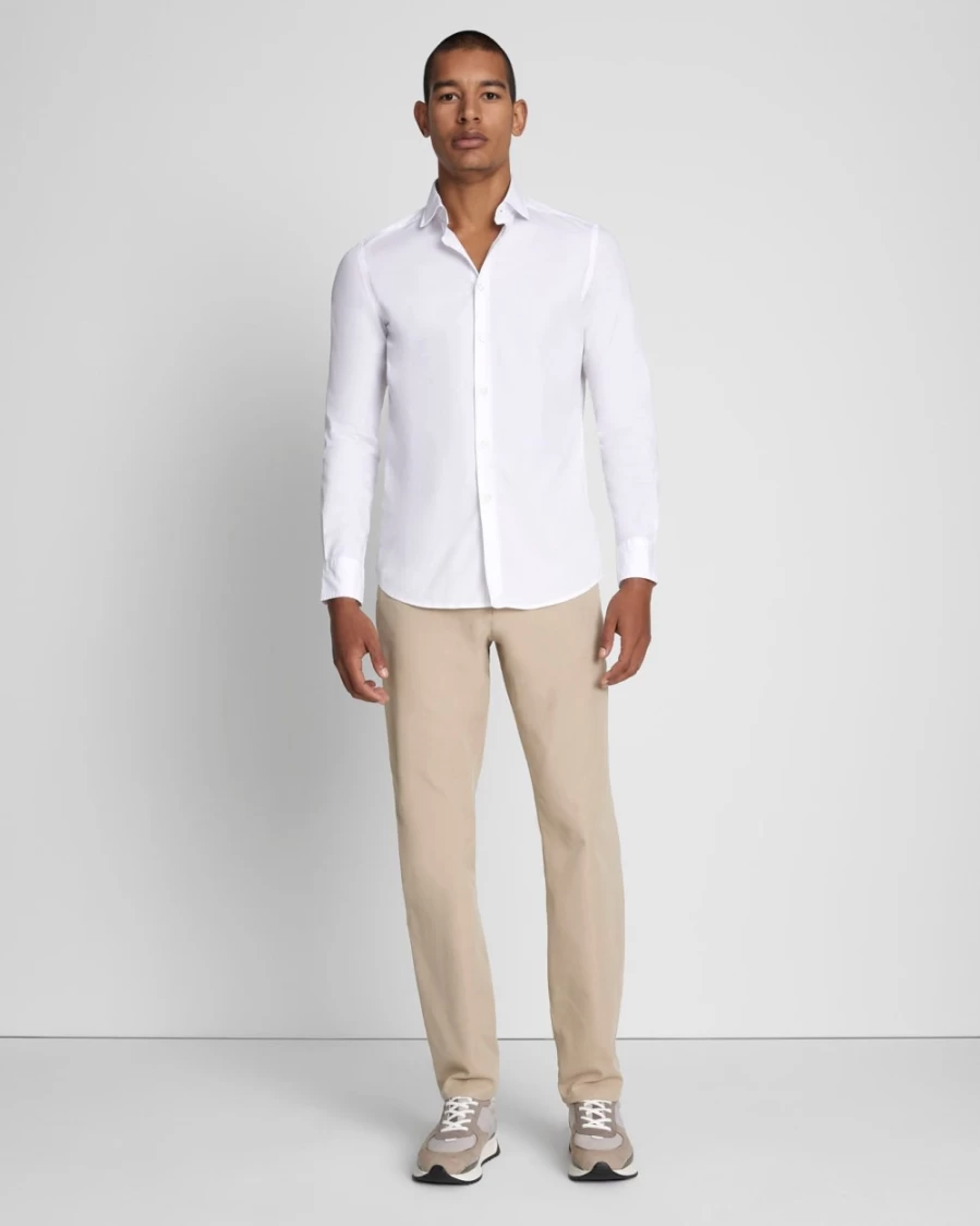 7 For All Mankind Men's White Long Sleeve Poplin Shirt