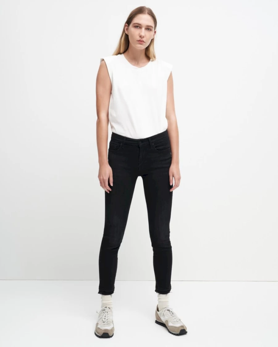 7 For All Mankind Women's Ankle Skinny Jeans with Distressed Hem in Ash Wash