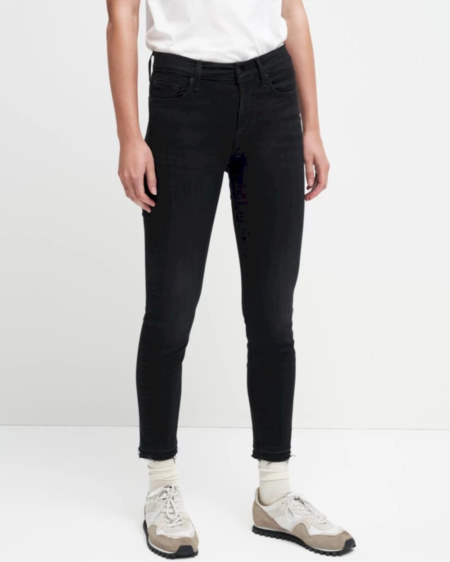7 For All Mankind Women's Ankle Skinny Jeans with Distressed Hem in Ash Wash