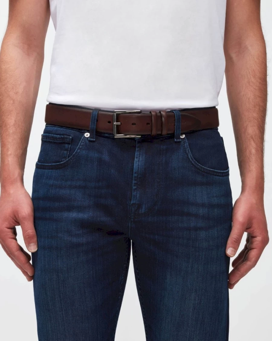 7 For All Mankind Men's Classic Brown Leather Belt - Timeless Style & Durability