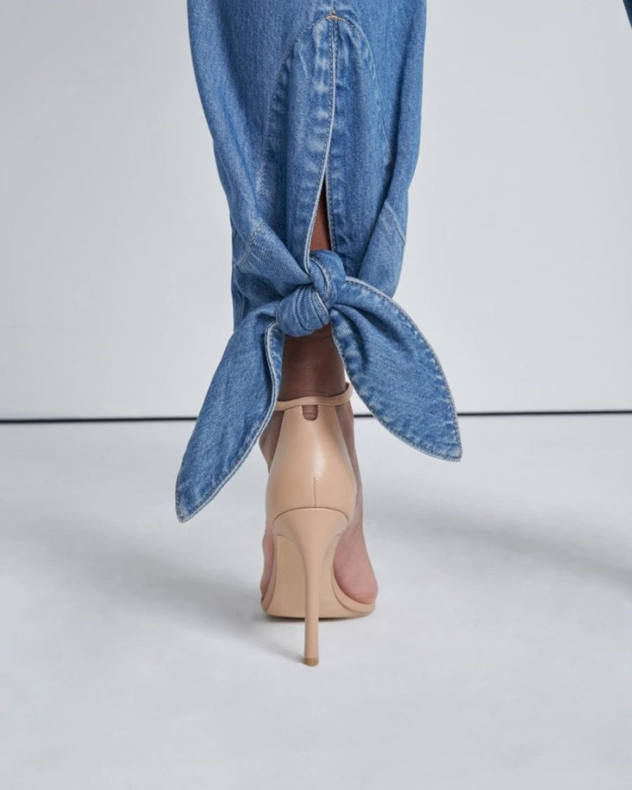 7 For All Mankind Women's Tapered Ankle Tie Jean in Tulip Wash - Slim Fit Stretch Denim Pants