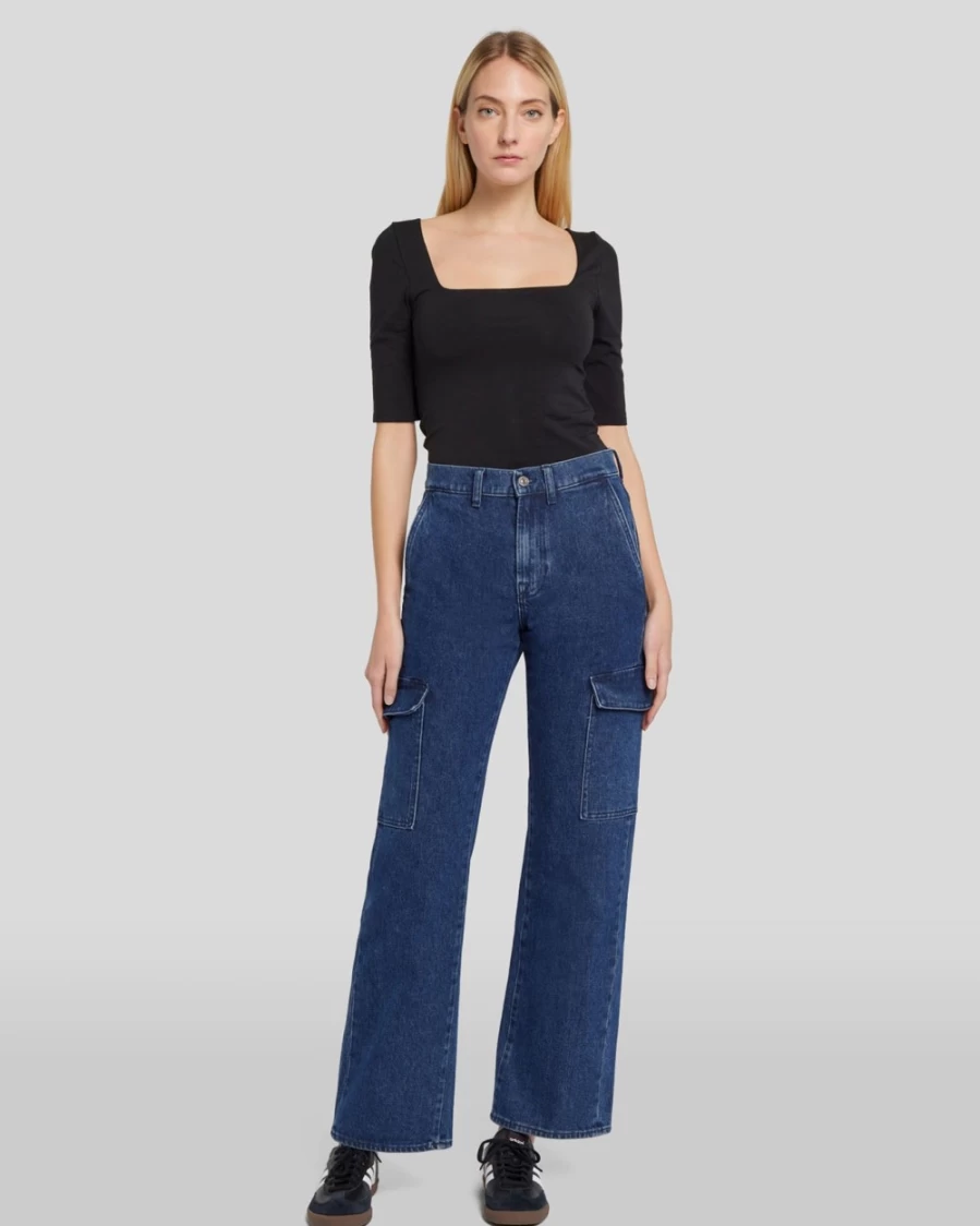 7 For All Mankind Women's Tess Cargo Jean In Undercover Denim Pants
